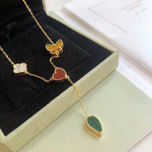 [GALE]LUCKY SPRING 4 MOTIFS ROSE GOLD NECKLACE