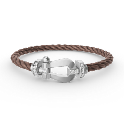 [GALE]FORCE LARGE HORSESHOE HALF DIAMOND BRACELET SILVER