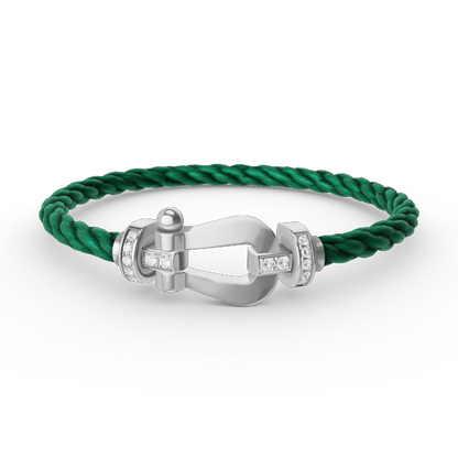 [GALE]FORCE LARGE HORSESHOE HALF DIAMOND BRACELET SILVER