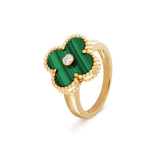 [GALE]CLOVER MALACHITE RING GOLD DIAMOND