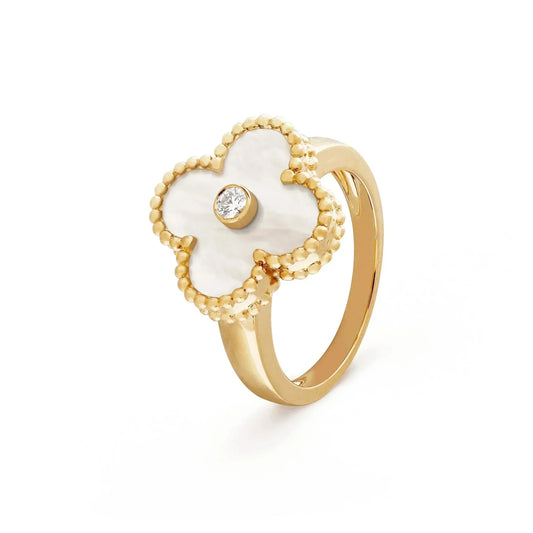[GALE]CLOVER PINK MOP RING GOLD DIAMOND